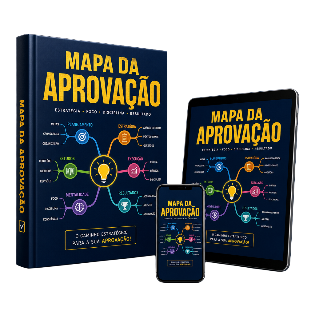Mockup 3D do eBook Mapa da Aprovação com 50 mapas mentais para o ENEM